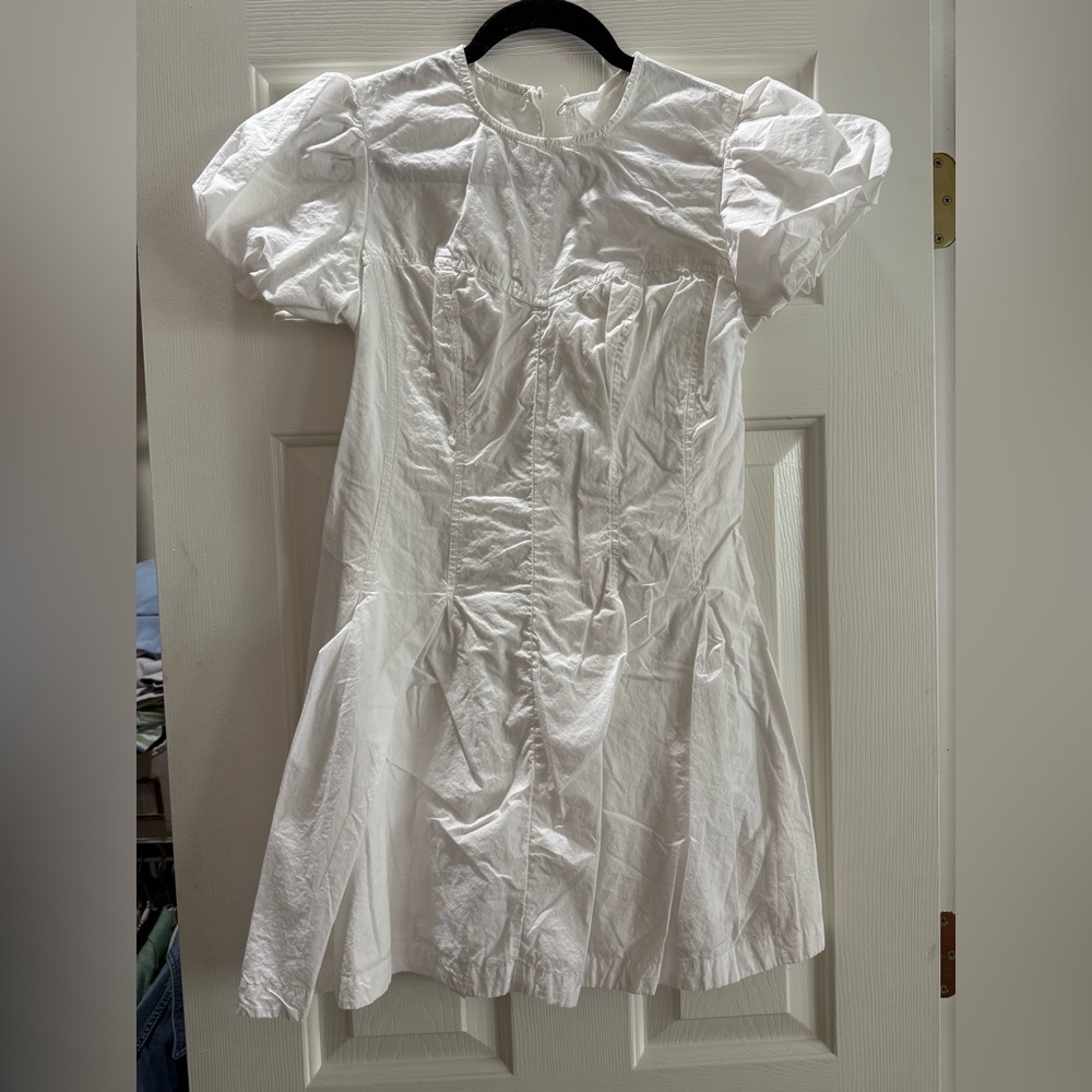 Anthropologie White Puff Sleeve Mini Dress